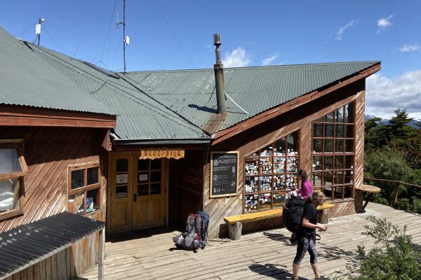 A rustic wooden hiking hostel in Patagonia